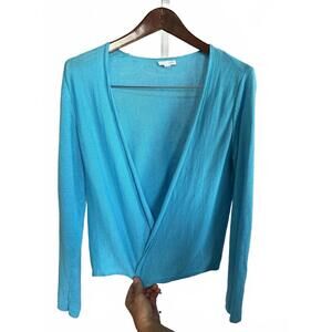 J.Jill Light Blue Wrap Top Sweater Soft Knit Fabric Light and Flowy  Coverup